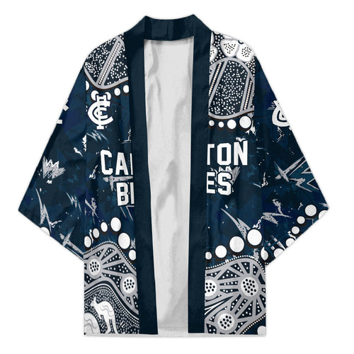 Personalized Carlton Blues Kimono Aboriginal Pattern with Graffiti Style