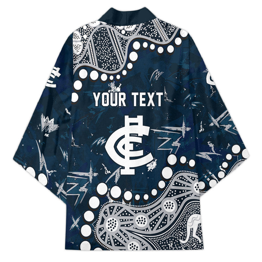 Personalized Carlton Blues Kimono Aboriginal Pattern with Graffiti Style