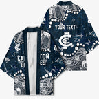 Personalized Carlton Blues Kimono Aboriginal Pattern with Graffiti Style