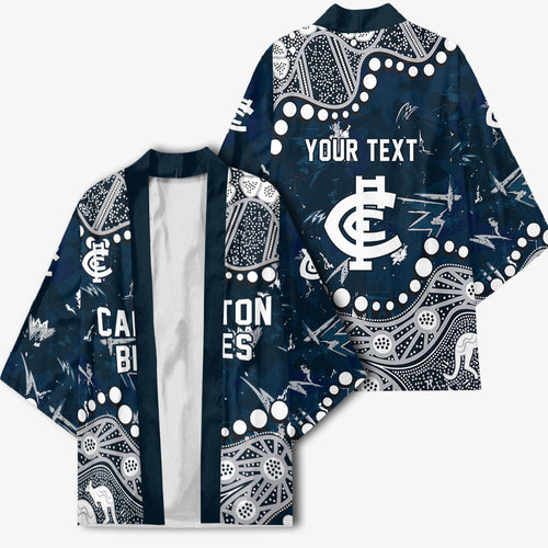 Personalized Carlton Blues Kimono Aboriginal Pattern with Graffiti Style