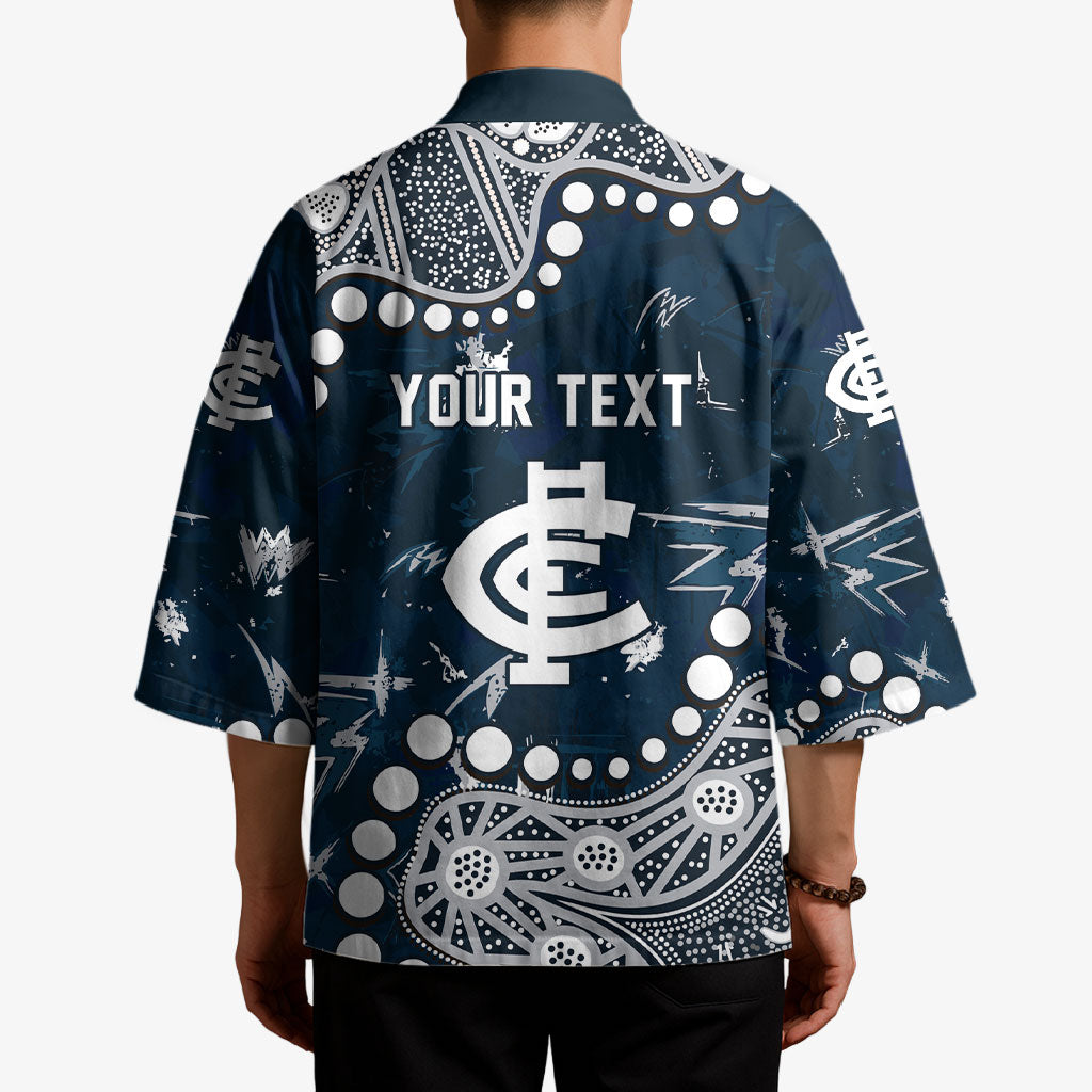 Personalized Carlton Blues Kimono Aboriginal Pattern with Graffiti Style
