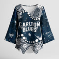 Personalized Carlton Blues Kimono Sleeve Blouse Aboriginal Pattern with Graffiti Style