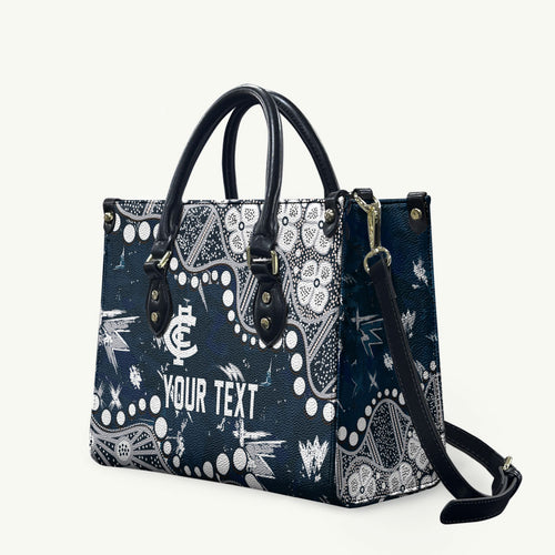 Personalized Carlton Blues Leather Bag Aboriginal Pattern with Graffiti Style