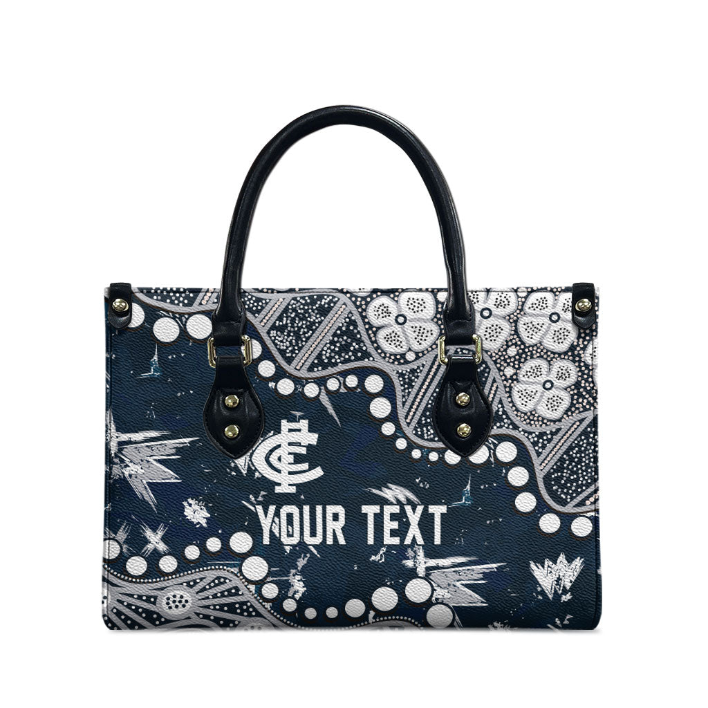 Personalized Carlton Blues Leather Bag Aboriginal Pattern with Graffiti Style
