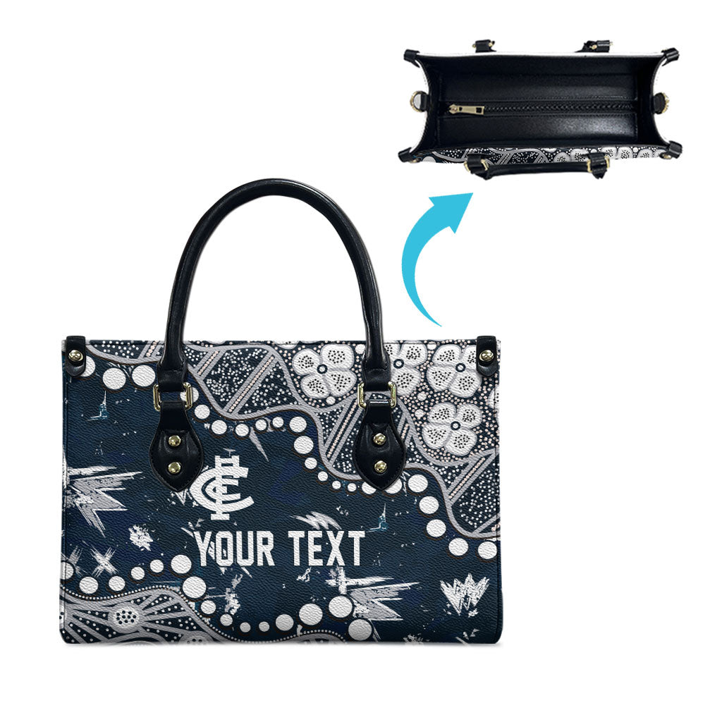 Personalized Carlton Blues Leather Bag Aboriginal Pattern with Graffiti Style
