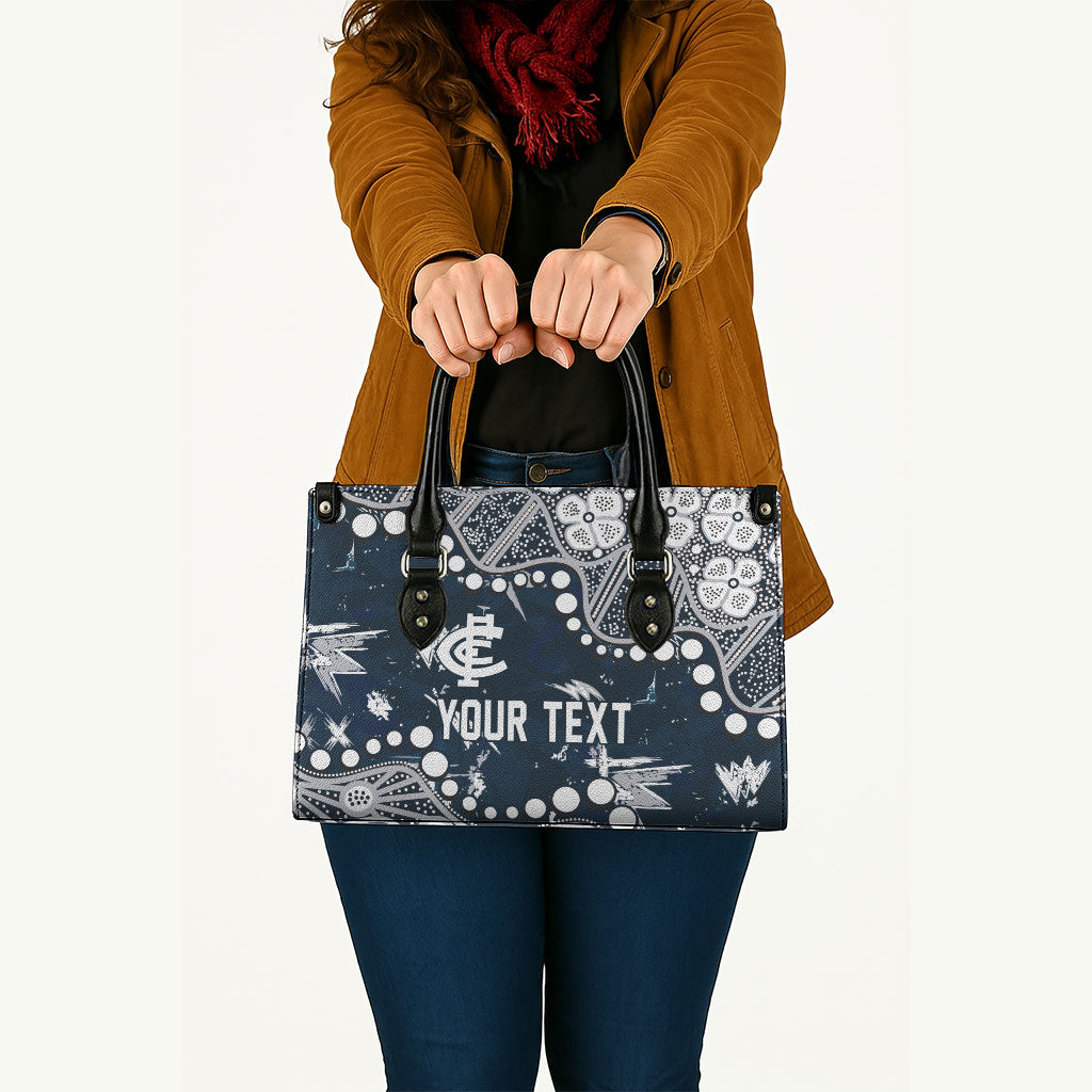 Personalized Carlton Blues Leather Bag Aboriginal Pattern with Graffiti Style
