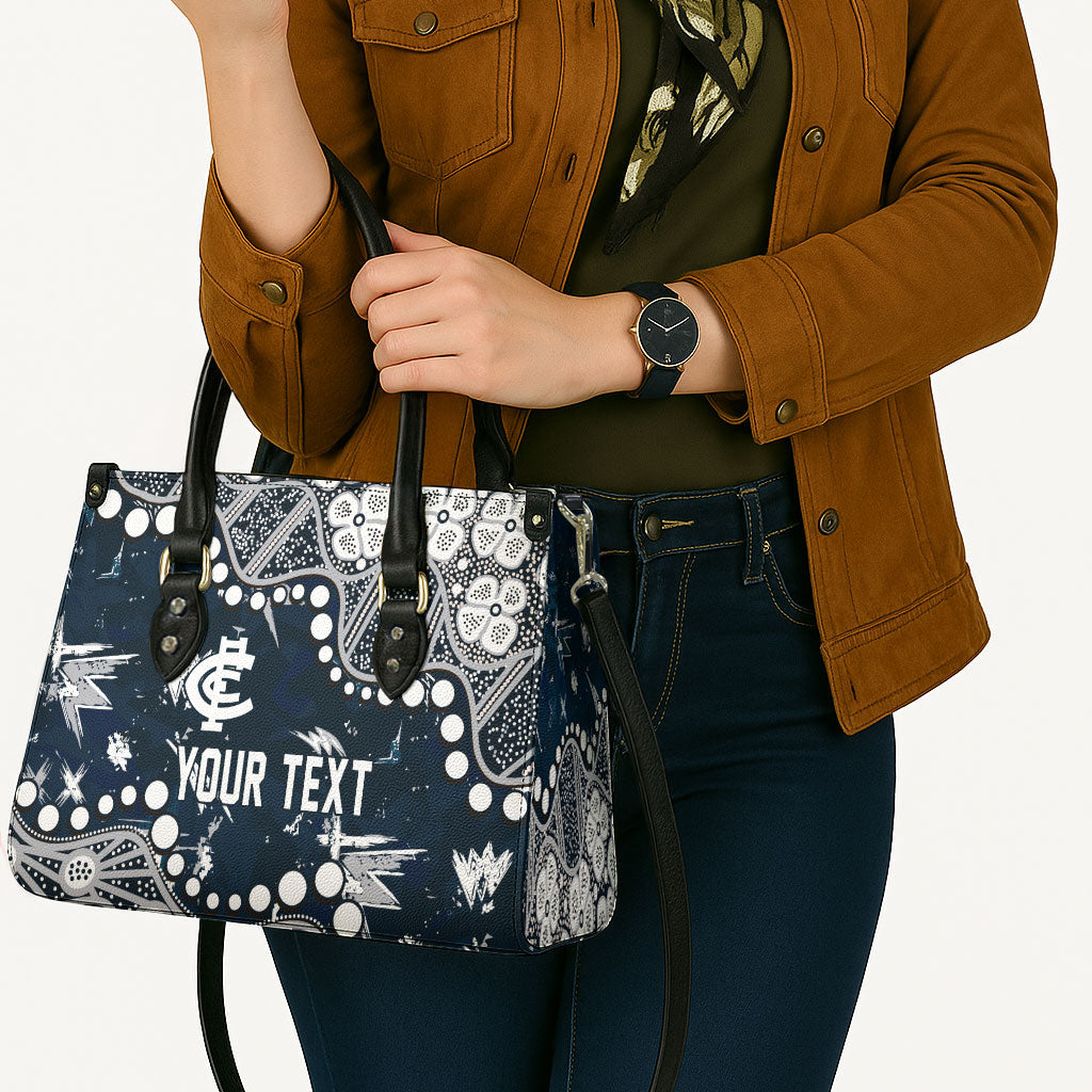 Personalized Carlton Blues Leather Bag Aboriginal Pattern with Graffiti Style