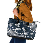 Personalized Carlton Blues Leather Tote Bag Aboriginal Pattern with Graffiti Style