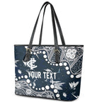 Personalized Carlton Blues Leather Tote Bag Aboriginal Pattern with Graffiti Style