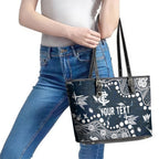 Personalized Carlton Blues Leather Tote Bag Aboriginal Pattern with Graffiti Style
