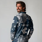 Personalized Carlton Blues Long Sleeve Polo Shirt Aboriginal Pattern with Graffiti Style