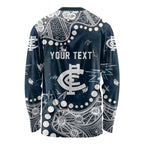 Personalized Carlton Blues Long Sleeve Shirt Aboriginal Pattern with Graffiti Style