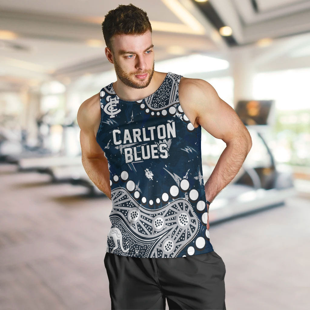 Personalized Carlton Blues Men Tank Top Aboriginal Pattern with Graffiti Style