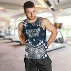 Personalized Carlton Blues Men Tank Top Aboriginal Pattern with Graffiti Style