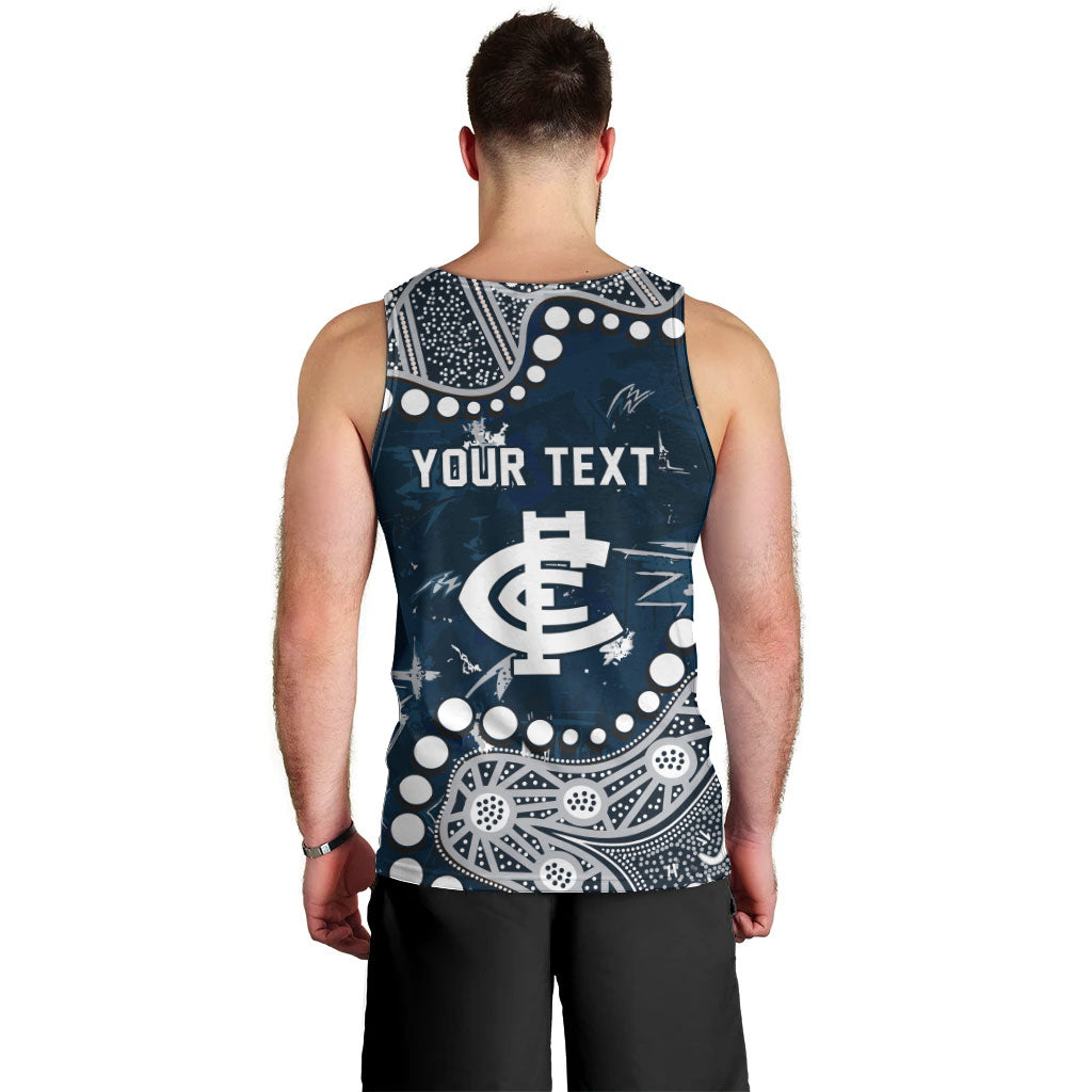 Personalized Carlton Blues Men Tank Top Aboriginal Pattern with Graffiti Style