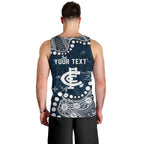 Personalized Carlton Blues Men Tank Top Aboriginal Pattern with Graffiti Style