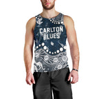 Personalized Carlton Blues Men Tank Top Aboriginal Pattern with Graffiti Style