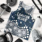 Personalized Carlton Blues Men Tank Top Aboriginal Pattern with Graffiti Style