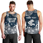 Personalized Carlton Blues Men Tank Top Aboriginal Pattern with Graffiti Style