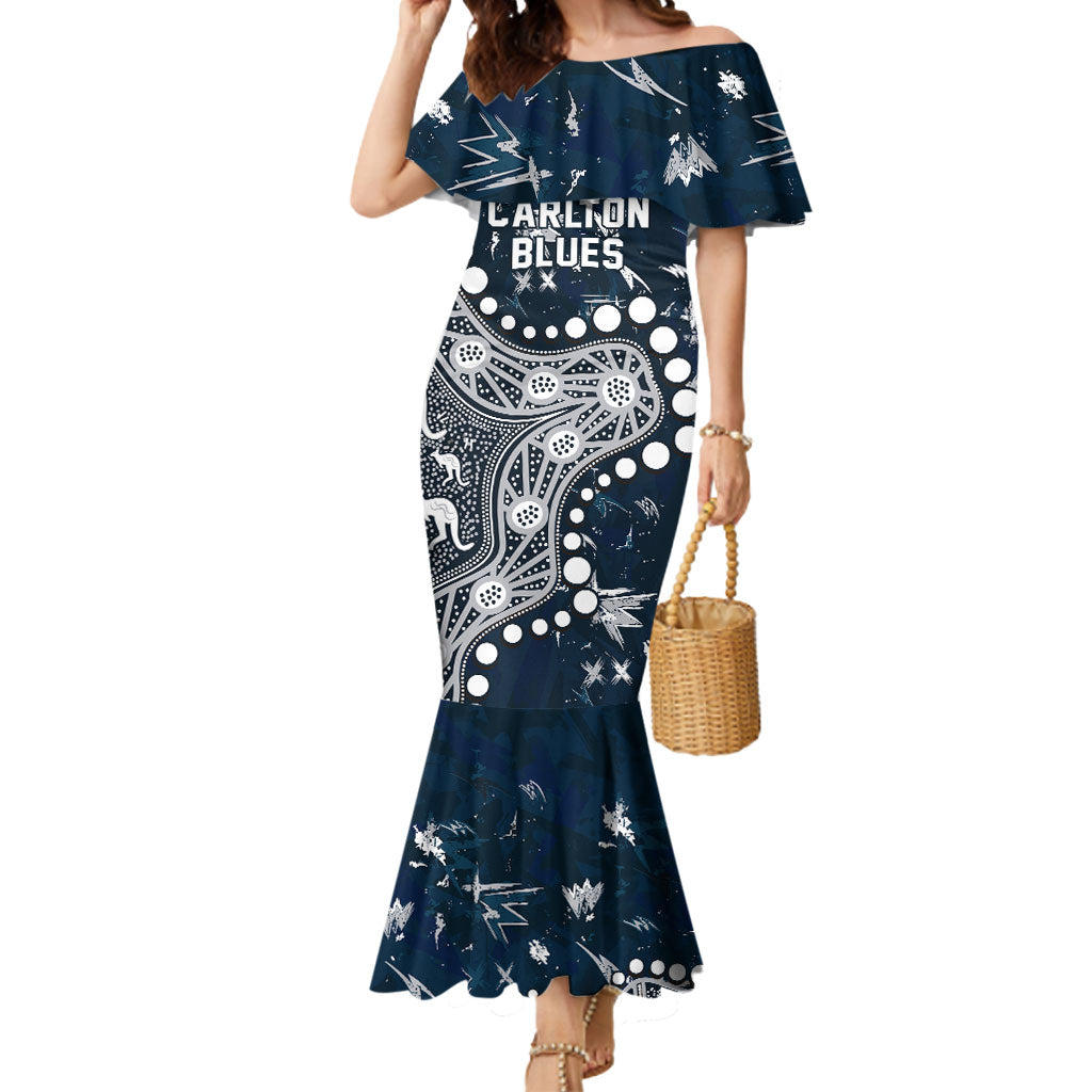 Personalized Carlton Blues Mermaid Dress Aboriginal Pattern with Graffiti Style