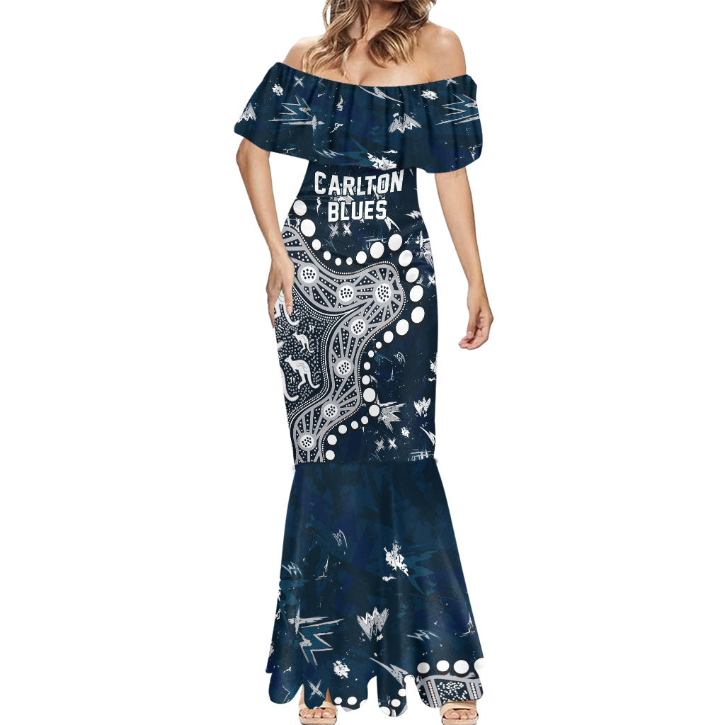 Personalized Carlton Blues Mermaid Dress Aboriginal Pattern with Graffiti Style