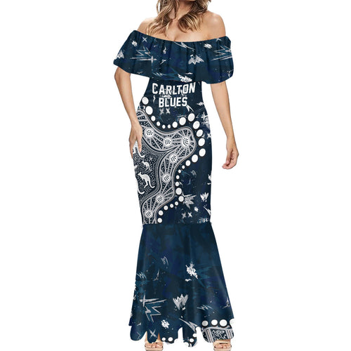 Personalized Carlton Blues Mermaid Dress Aboriginal Pattern with Graffiti Style