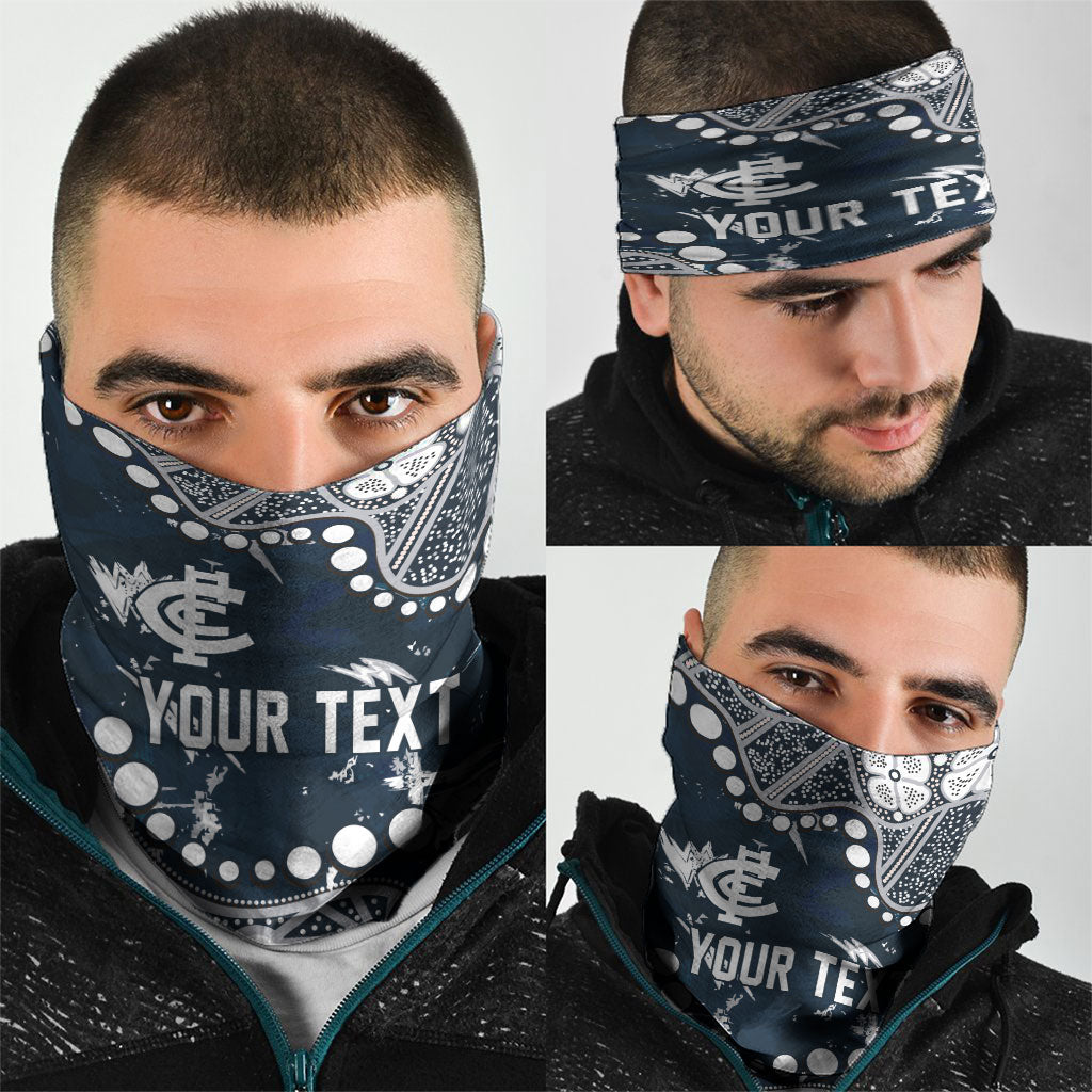 Personalized Carlton Blues Neck Gaiter Aboriginal Pattern with Graffiti Style