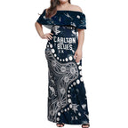 Personalized Carlton Blues Off Shoulder Maxi Dress Aboriginal Pattern with Graffiti Style