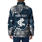 Personalized Carlton Blues Padded Jacket Aboriginal Pattern with Graffiti Style