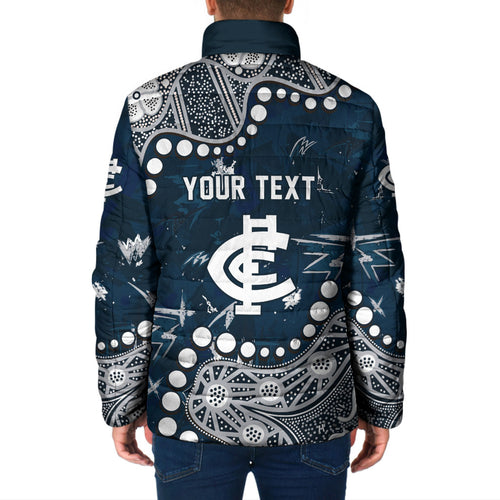 Personalized Carlton Blues Padded Jacket Aboriginal Pattern with Graffiti Style