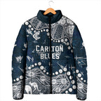 Personalized Carlton Blues Padded Jacket Aboriginal Pattern with Graffiti Style