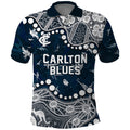 Personalized Carlton Blues Polo Shirt Aboriginal Pattern with Graffiti Style