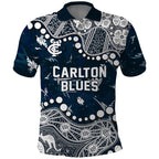 Personalized Carlton Blues Polo Shirt Aboriginal Pattern with Graffiti Style