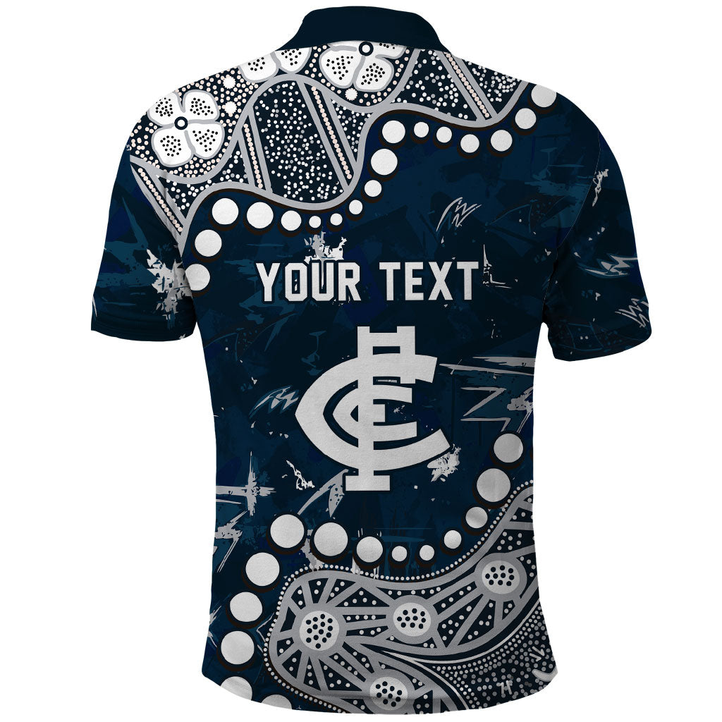 Personalized Carlton Blues Polo Shirt Aboriginal Pattern with Graffiti Style