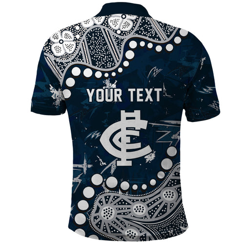 Personalized Carlton Blues Polo Shirt Aboriginal Pattern with Graffiti Style