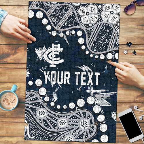 Personalized Carlton Blues Puzzle Aboriginal Pattern with Graffiti Style