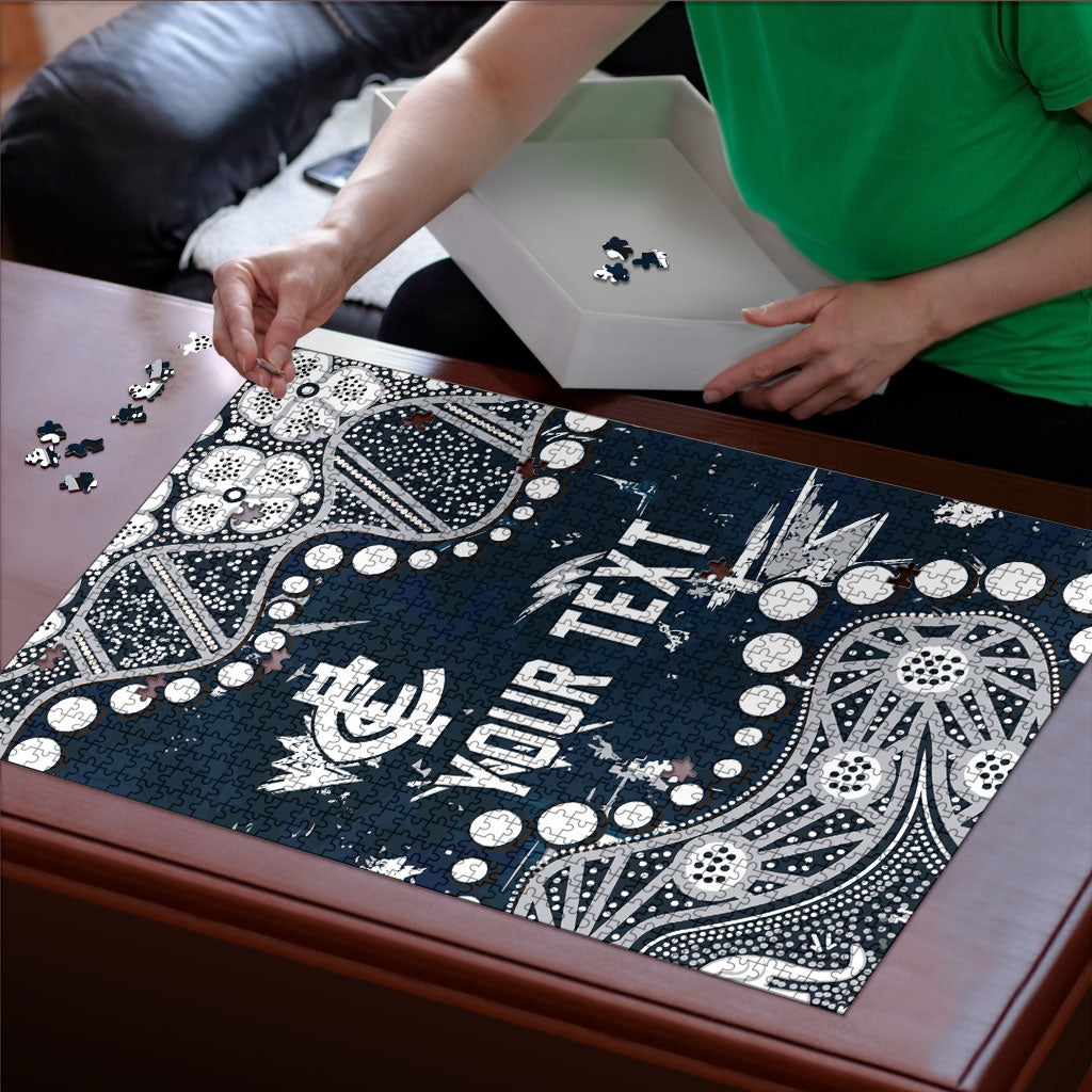 Personalized Carlton Blues Puzzle Aboriginal Pattern with Graffiti Style