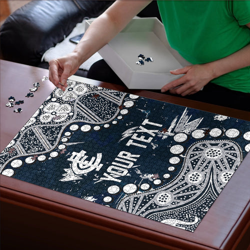 Personalized Carlton Blues Puzzle Aboriginal Pattern with Graffiti Style