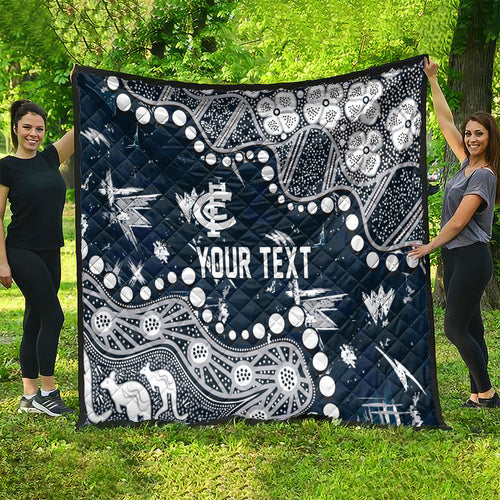 Personalized Carlton Blues Quilt Aboriginal Pattern with Graffiti Style
