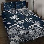 Personalized Carlton Blues Quilt Bed Set Aboriginal Pattern with Graffiti Style