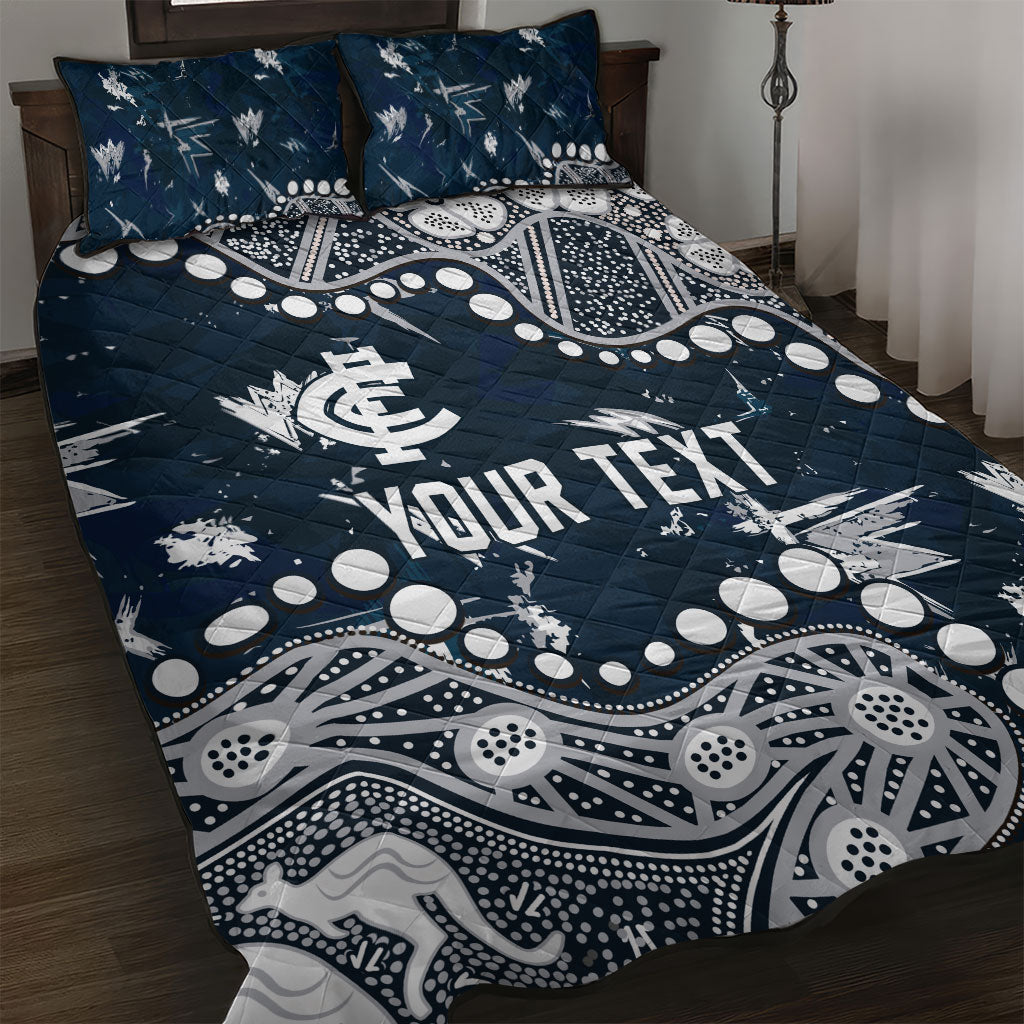 Personalized Carlton Blues Quilt Bed Set Aboriginal Pattern with Graffiti Style