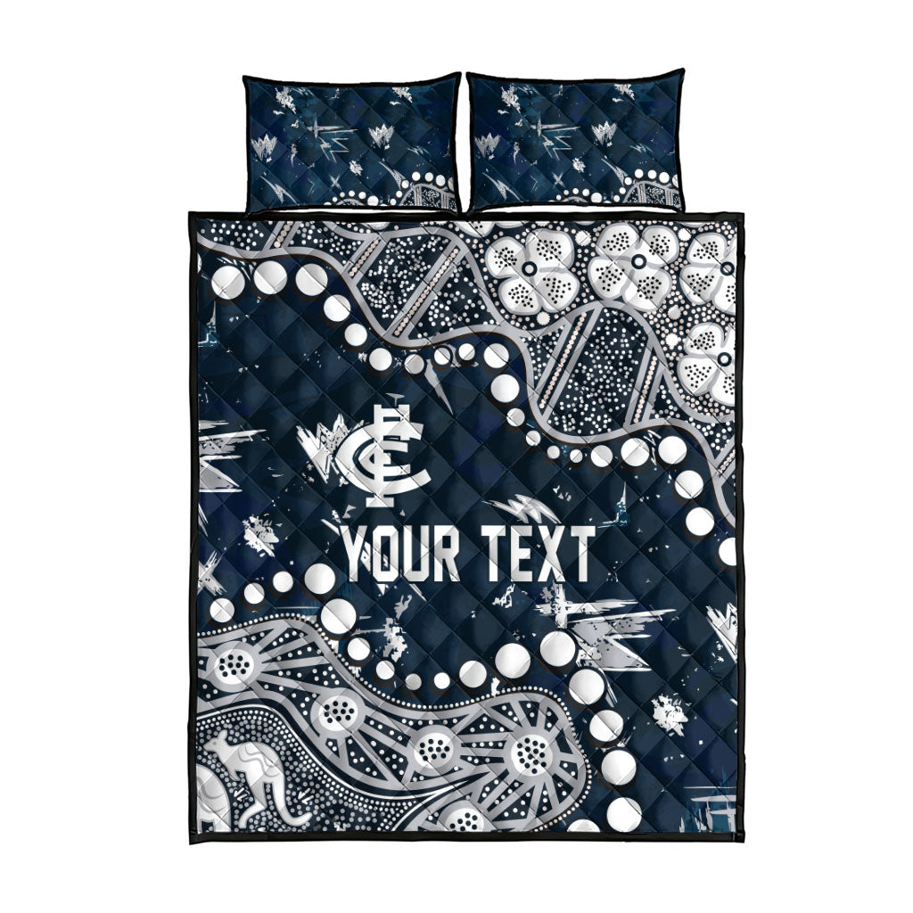 Personalized Carlton Blues Quilt Bed Set Aboriginal Pattern with Graffiti Style