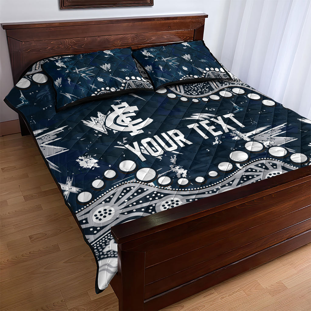 Personalized Carlton Blues Quilt Bed Set Aboriginal Pattern with Graffiti Style