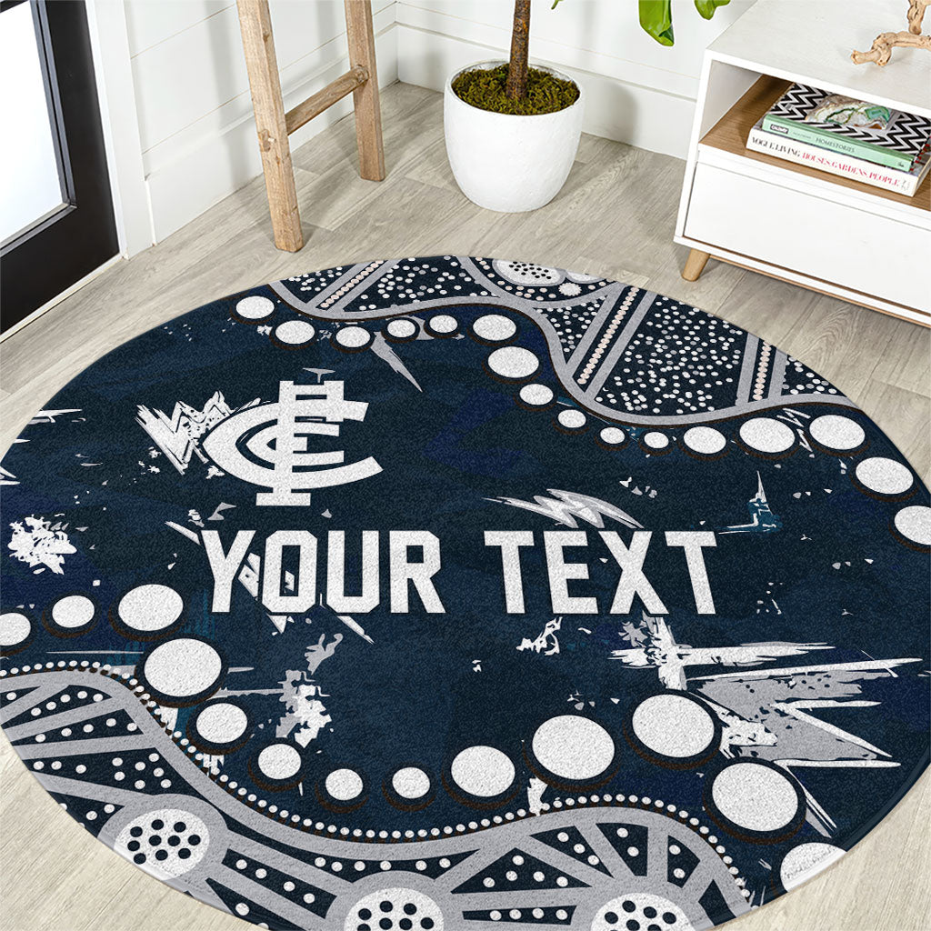 Personalized Carlton Blues Round Carpet Aboriginal Pattern with Graffiti Style