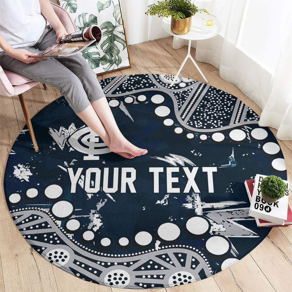 Personalized Carlton Blues Round Carpet Aboriginal Pattern with Graffiti Style