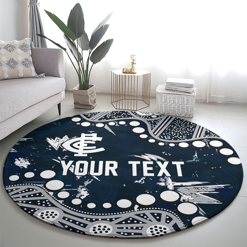 Personalized Carlton Blues Round Carpet Aboriginal Pattern with Graffiti Style