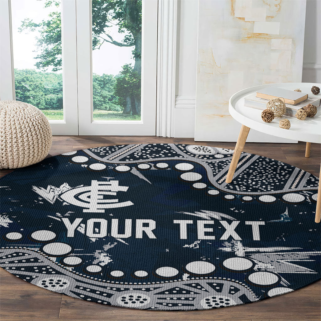 Personalized Carlton Blues Round Carpet Aboriginal Pattern with Graffiti Style