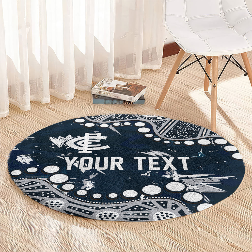 Personalized Carlton Blues Round Carpet Aboriginal Pattern with Graffiti Style