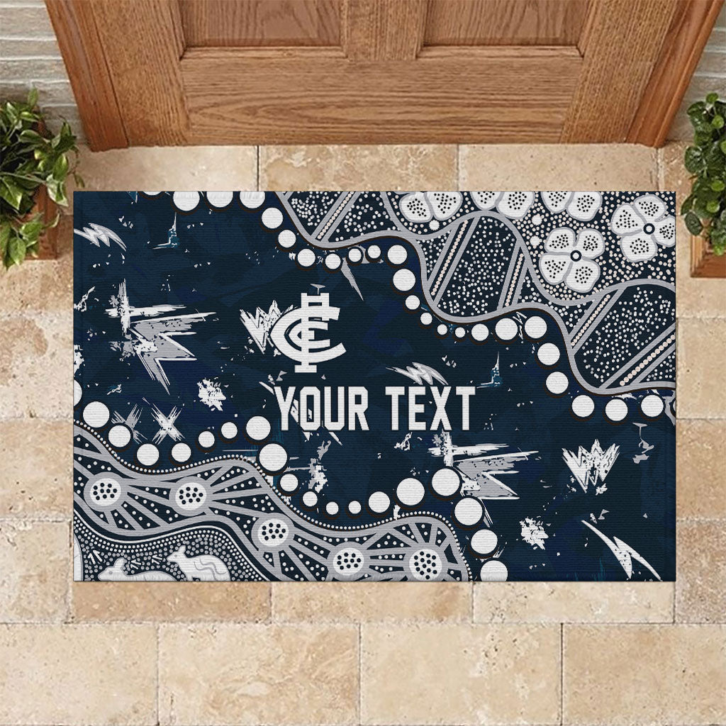 Personalized Carlton Blues Rubber Doormat Aboriginal Pattern with Graffiti Style