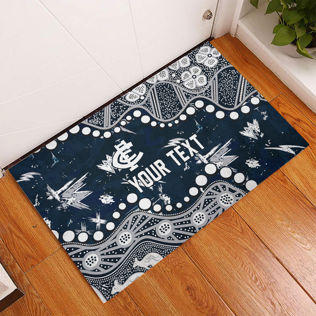 Personalized Carlton Blues Rubber Doormat Aboriginal Pattern with Graffiti Style